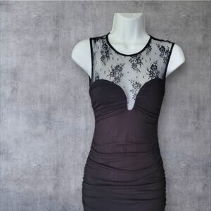 ASO FRIENDS GUESS Bodycon Y2k Black Dress whimsy GothIc witch SM